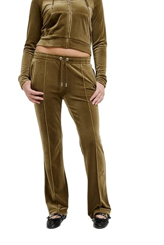 Juicy Couture Damen Velour Track Pant with Diamante Branding Lässige Hose, Dark Olive, (10er Pack) im Sale